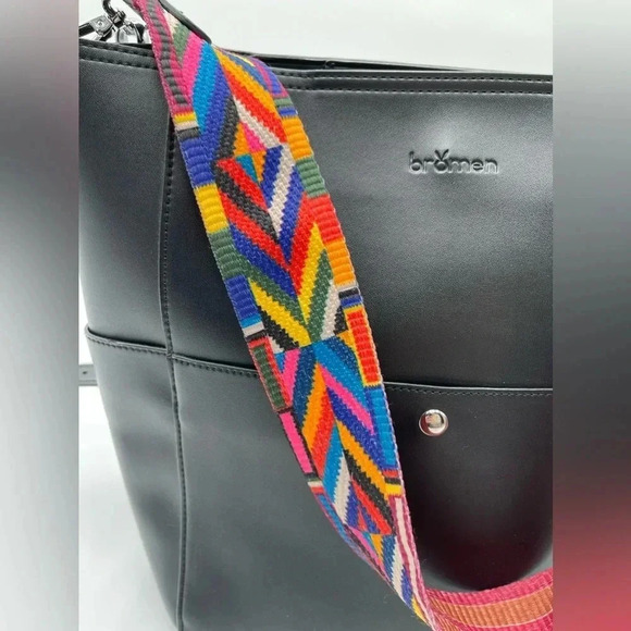 Bromen Vegan Leather Hobo Shoulder Crossbody Handbag Black - Picture 8 of 16